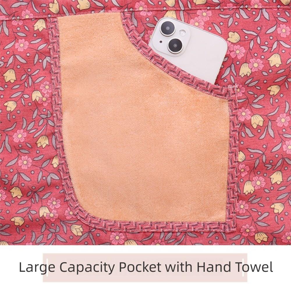 New Flower Kitchen Apron Breathable Cotton Cooking Smock Wear-resistant Korean Style Chef Apron for Women Girl