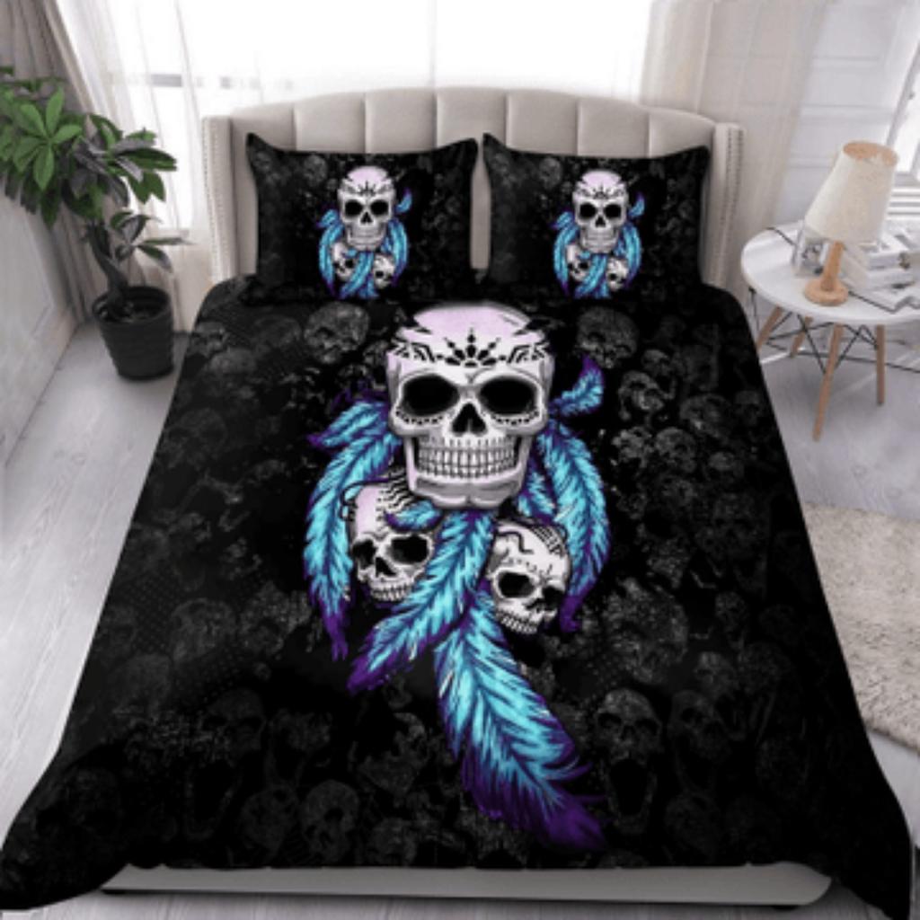 Colorful Skull 3D All Over Printed Bedding Set Bedding Set Cover Duvet Cover Set