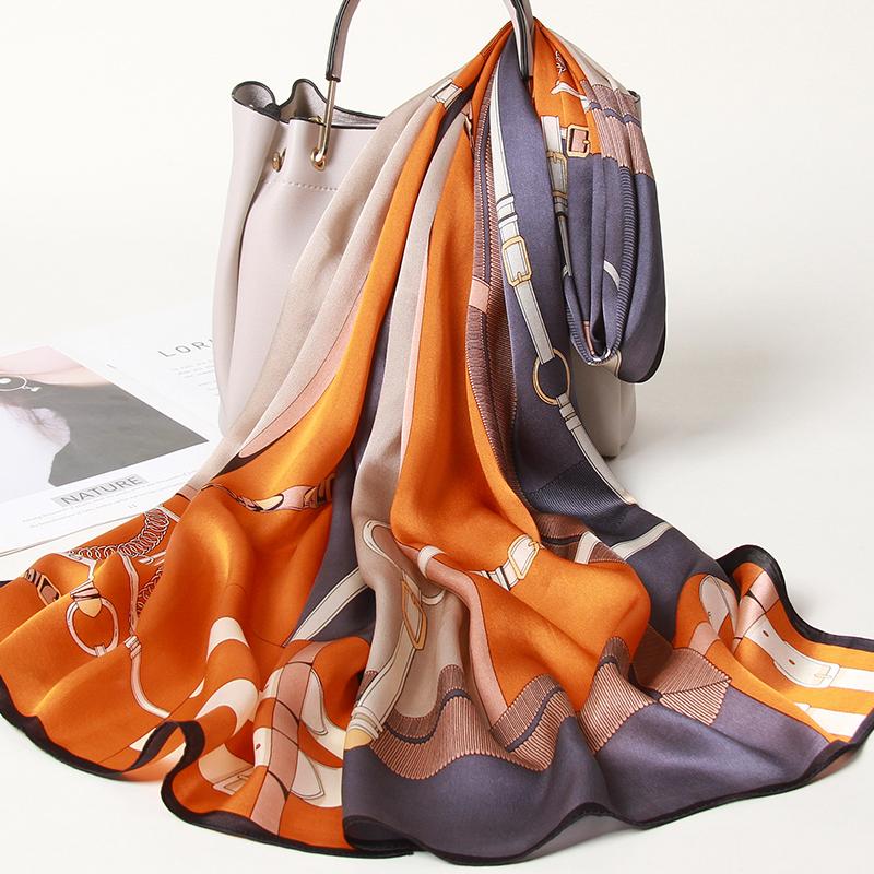 100% Silk Long Scarf Women Hangzhou Natural Silk Scarves Shawl Wraps Bufanda Headscarf Foulard Femme Print Silk Neck Scarf