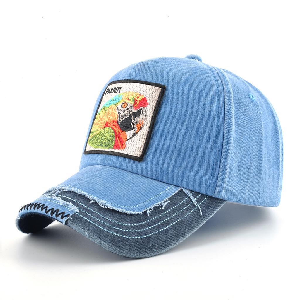 Vintage Denim Baseballkappe mit Stickerei Tiere Patch Herren Snapback Hip Hop Dad Hats Damen Vier Jahreszeiten Verstellbare Schirmmütze