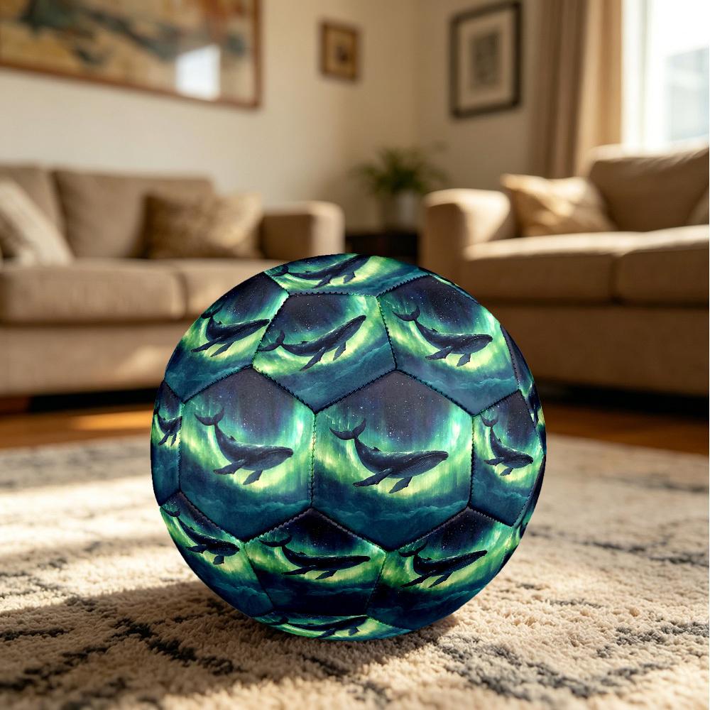 1pc Whale Aurora Size 5 Soccer Ball Professional Match Training Football Indoor &Outdoor Sports Ball Lightweight Durable C6535