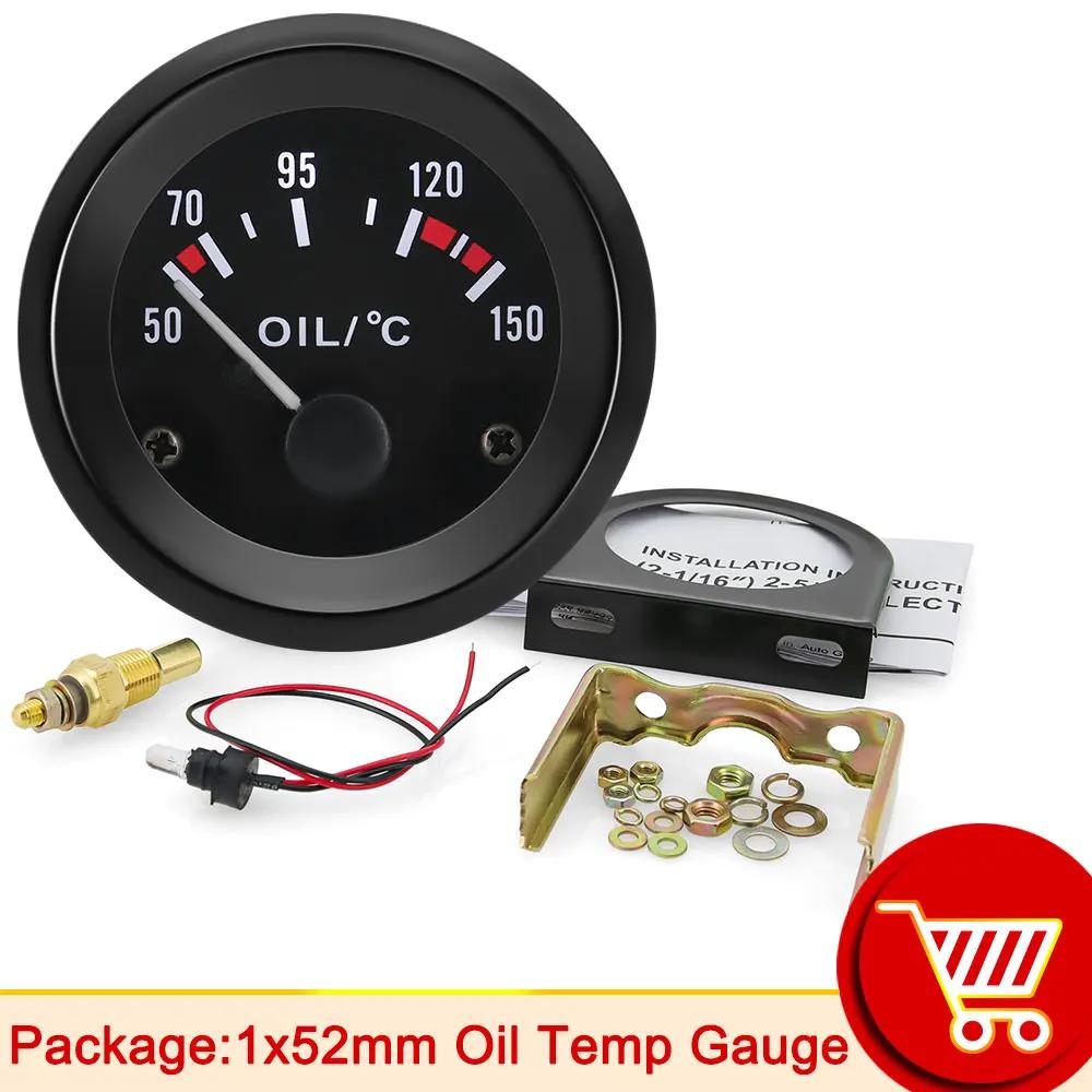 52mm Oil Pressure Gauge 100 PSI 12V with Oil Press Sensor 1/8NP Auto Car Water Temp Oil Temperature Gauge Fuel Level Gauge Volt