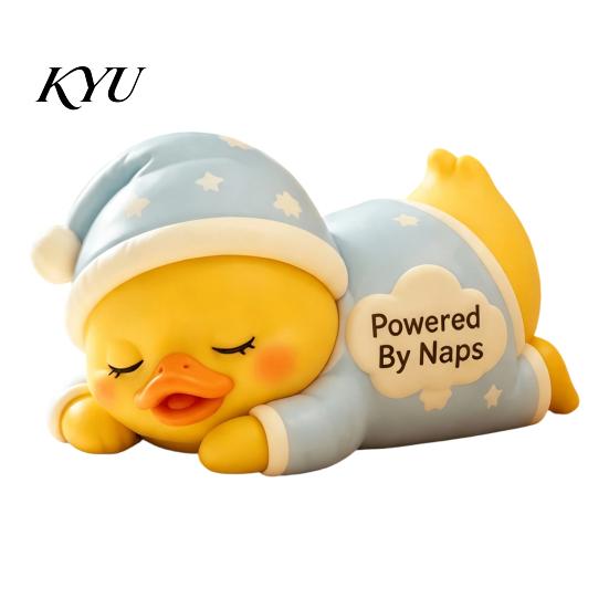Lightweight Duck Decor for Shelves 3D Printed Sad Yellow Figurines, Cute Tired Worker Resin Novelty Figures Collectors Desk Ornaments Home Office,