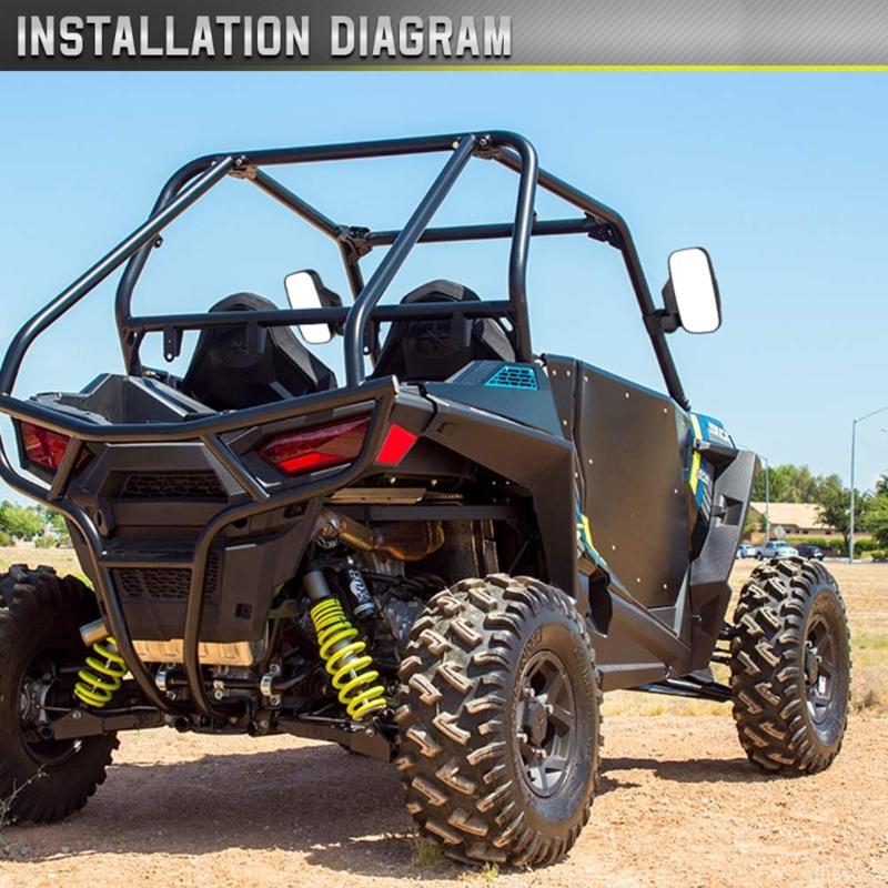 UTV Folding Side View Glass ImpactResistant Easily Install Universal Side View Glass for 1.6“-2“ Roll Bar Cage