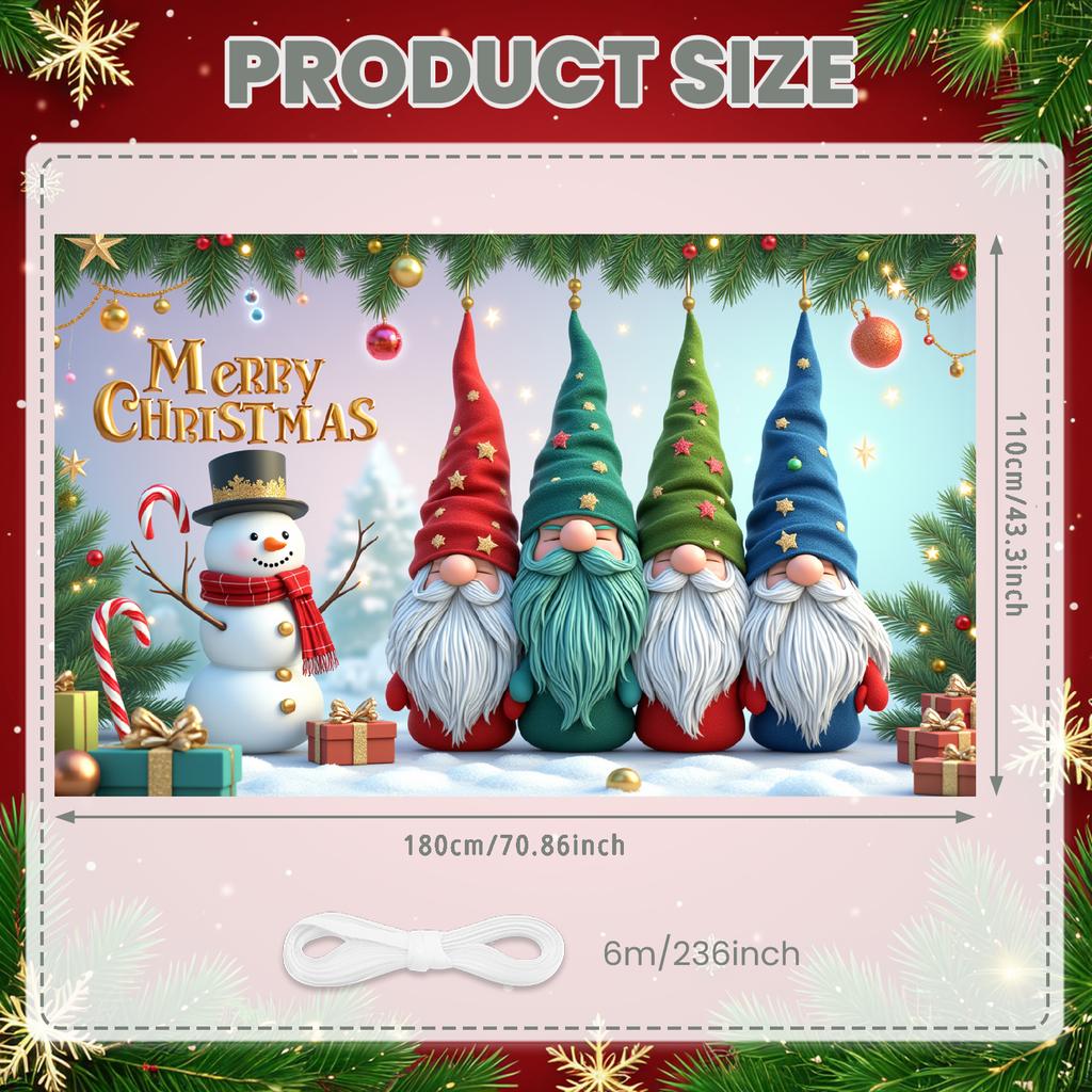 Photo Prop Cozy Design Santa Claus Banner Festive Decor Colorful Lights Christmas Banner For Home Decoration Event Decor Indoor