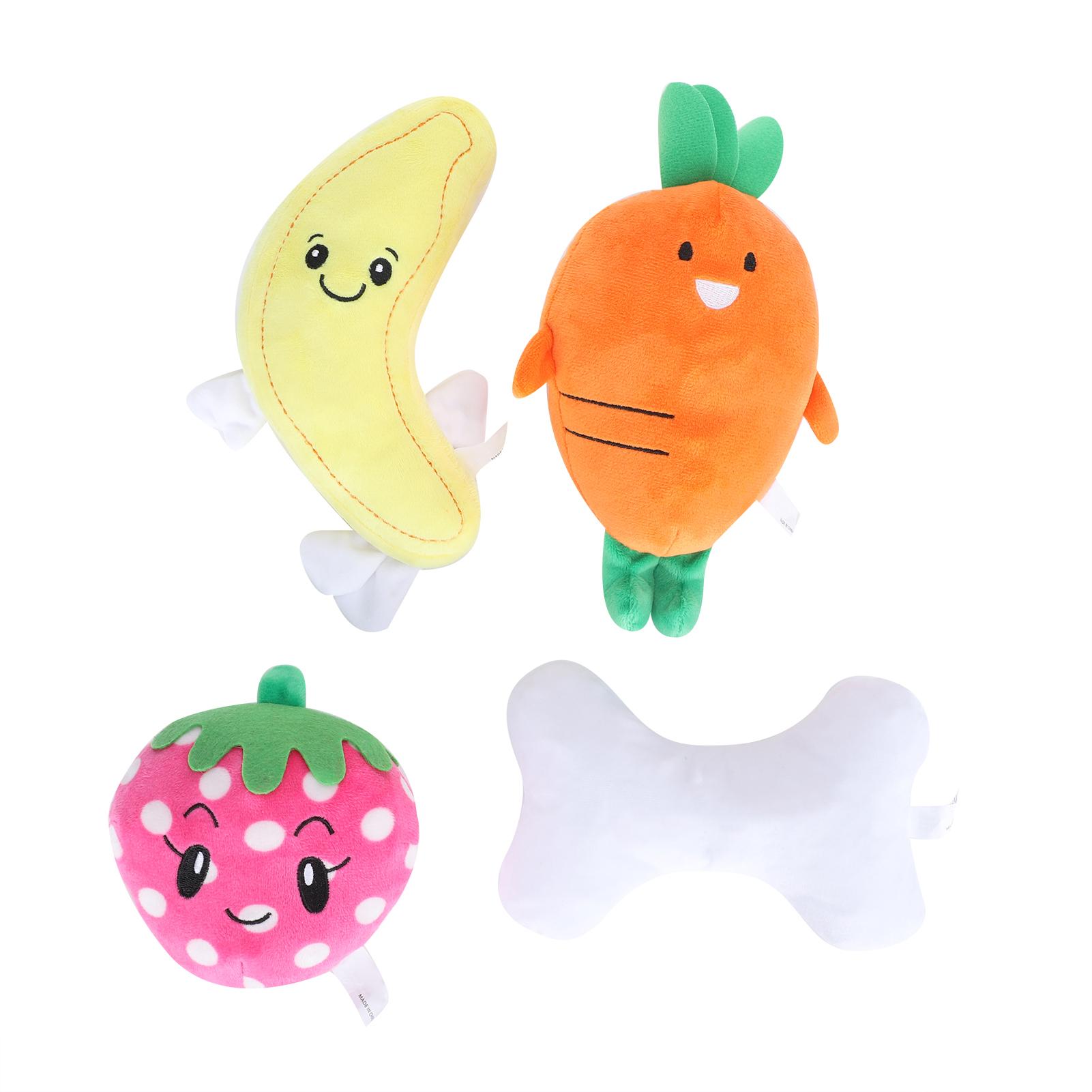 4pcs Plush Chewing Toys Squeaky Sound BiteResistant Dog Puppy Molar Tooth Cleaning Toy