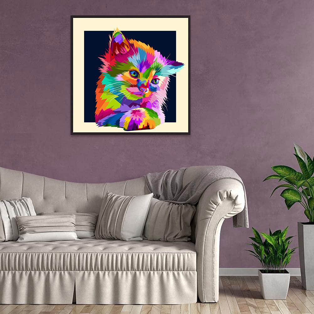 5D-Diamantmalerei, Farbe Kätzchen, Diamantstickerei, Volllay, Anime, Kreuzstich-Set, Heimdekoration, handgemachtes Geschenk