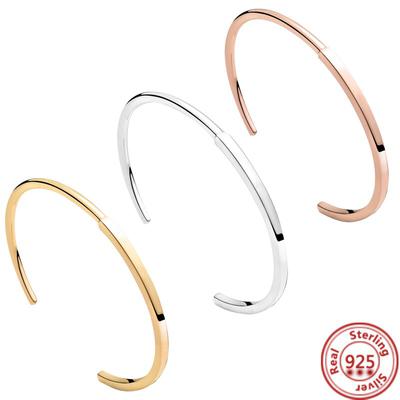 Pulseira de prata esterlina 100% 925, original, fashion, clássica, série I-D, aberta, pulseira, contas, pingentes, faça você mesmo, presente para mulheres e meninas