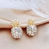 925 Silver Needle Stud Earrings with Diamonds and Pineapple Pendant Earrings Personalized Earrings Simple and Cool Style