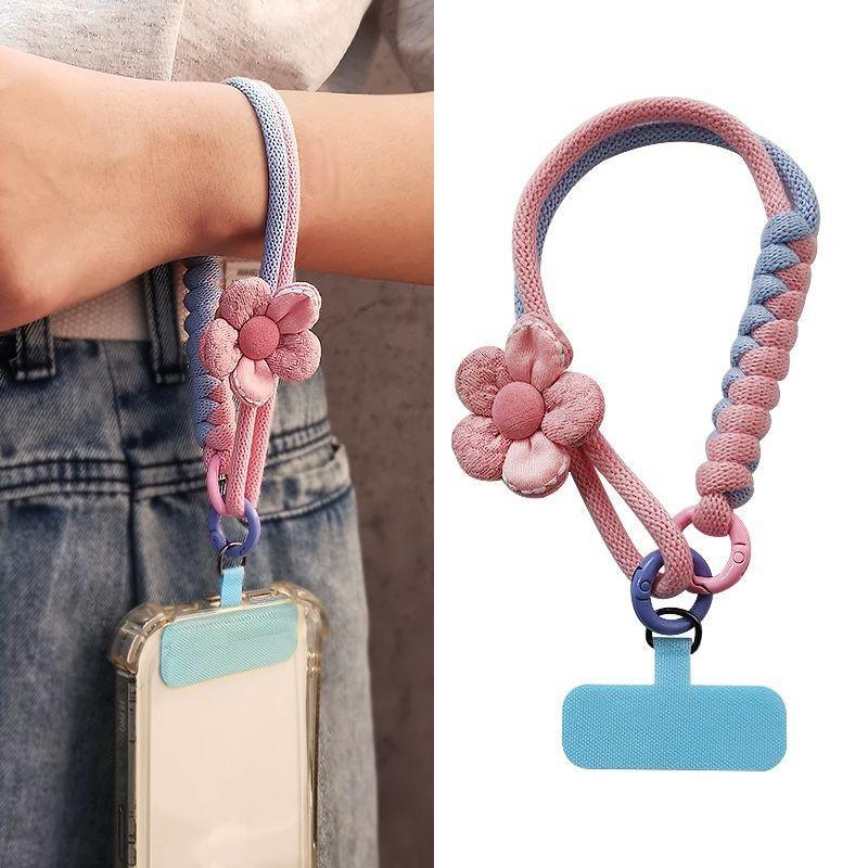 Colorful Anti-Lost Phone Wristband Lanyard For Women And Girls Multi-Functional Braided Rope Keychain Holder