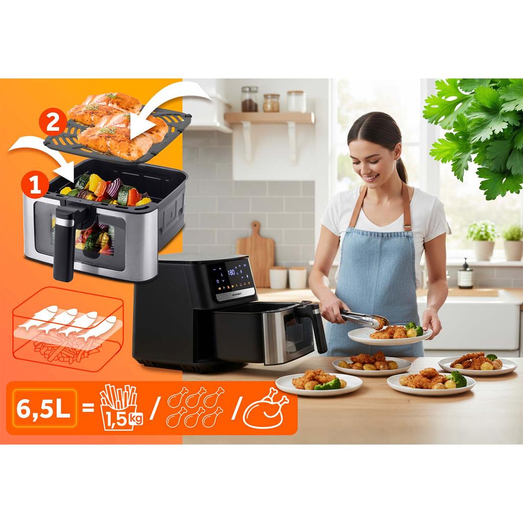 Friggitrice ad aria 6,5L Berdsen 1700W Bd-655 Nero