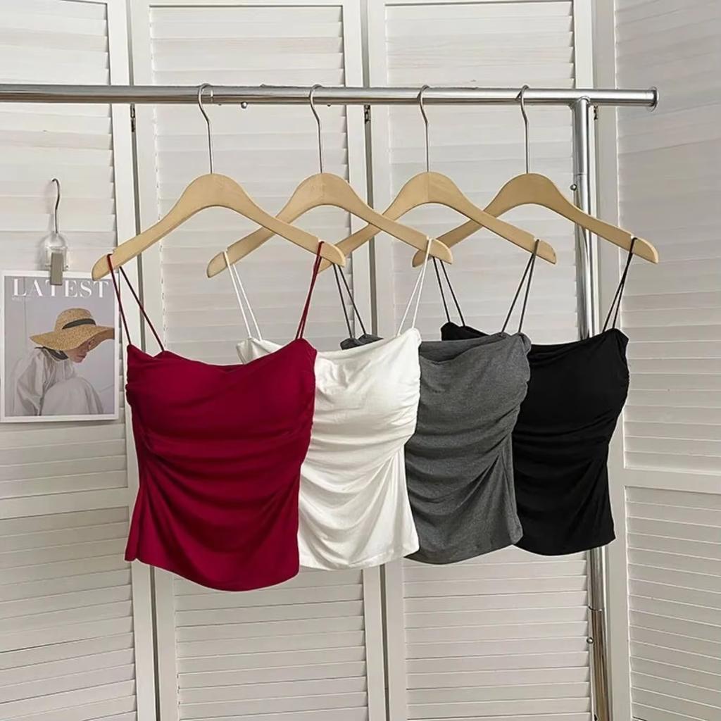 Damen BH Stretch Damen Strand Alltag Lässig Tanktop Neu Damen Neckholder Top Sommer Koreanischer Stil Trend Mode Eingebaut