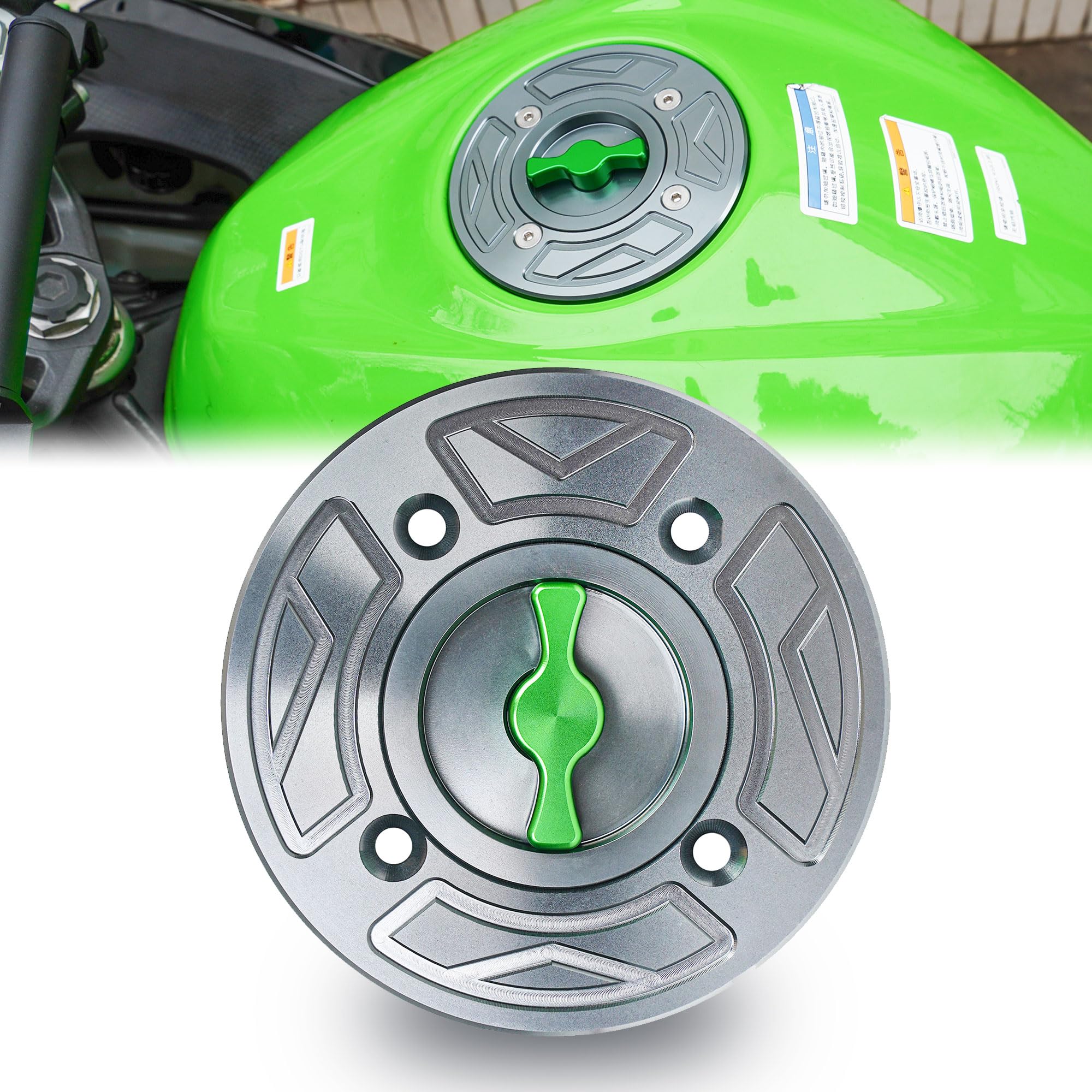 

Крышка топливного бака Motikvans для Kawasaki Ninja и быстросъемная крышка топливного бака бесключевого типа, крышка топливного бака, кастомные детали Ninja 400, Z400, Z900, 650, Z650, зелёный