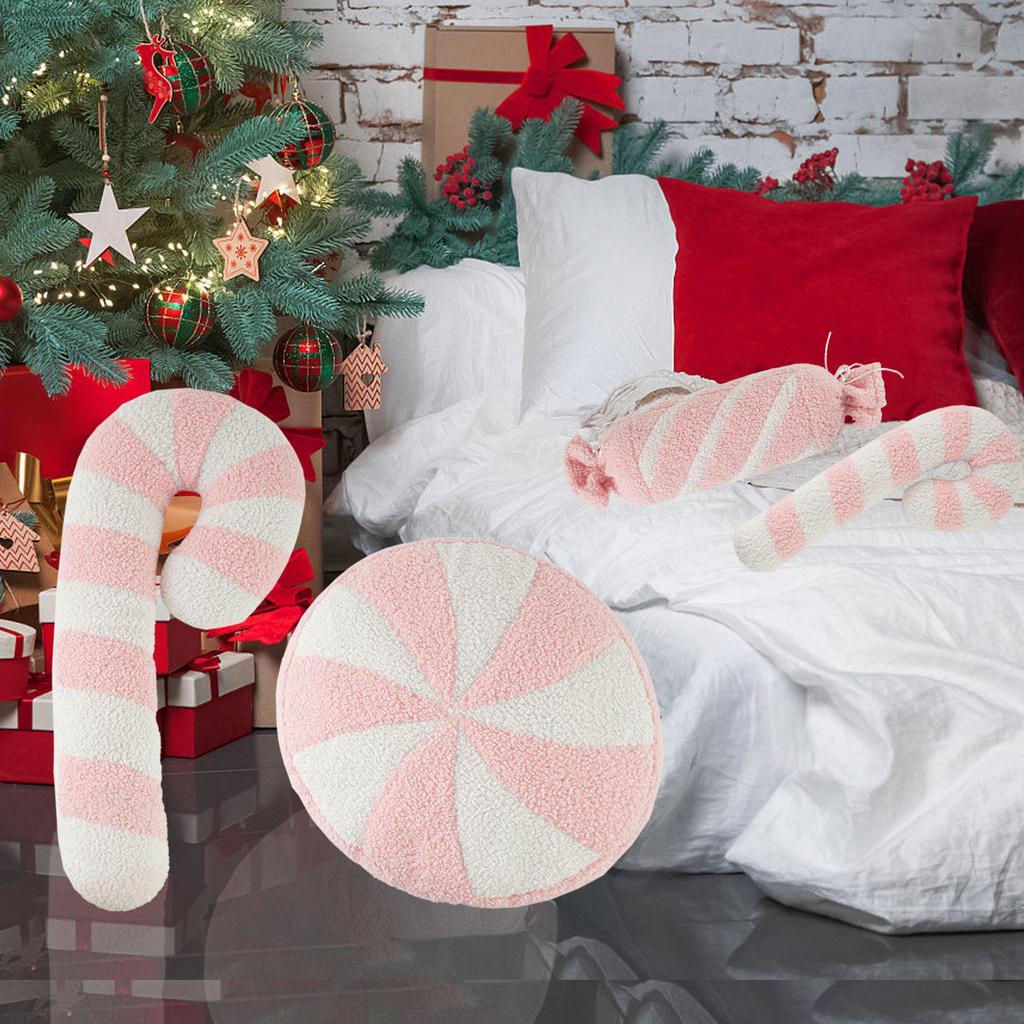 Creative Pink Round Candy Plush Pillow - Christmas Cushion Decoration
