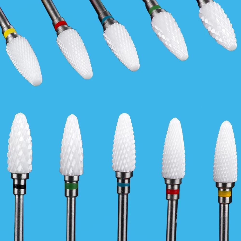 2 PCS Ceramic Milling Cutter For Manicure Machine Set Nail Drill Bits Corundum Mill Cutters Nails Pedicure Bit Sanding Cap