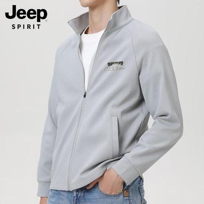 JEEP SPIRIT Men's Stand-Collar Knit Quick-Dry Jacket