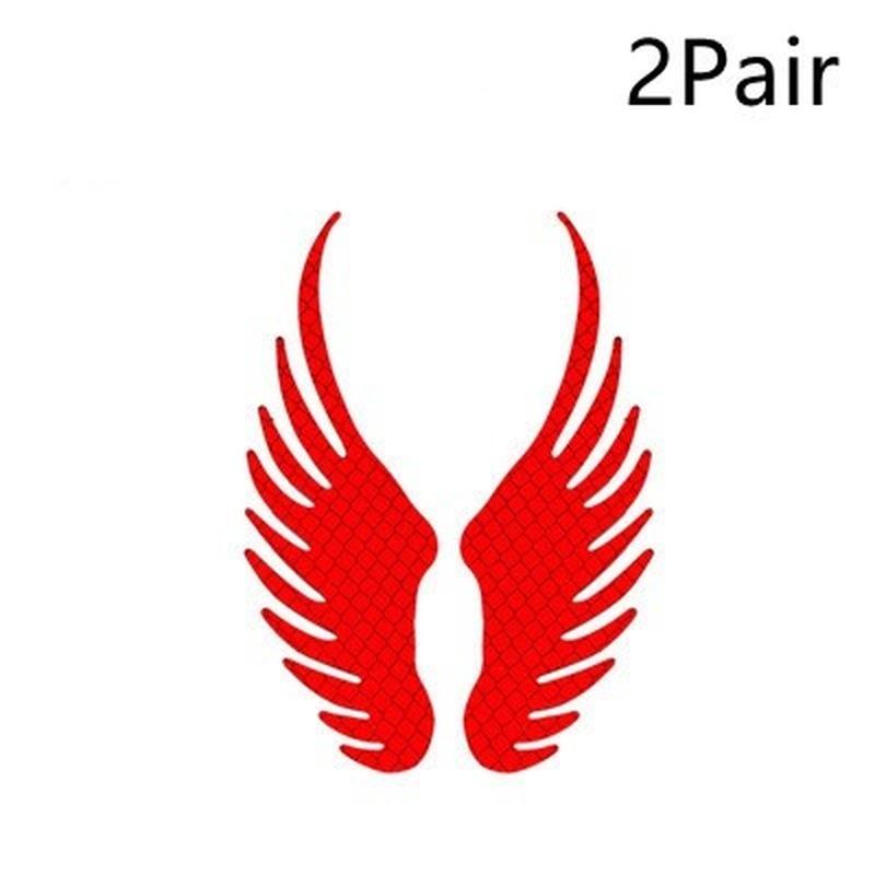 2Pair Safety Warning  Reflective Car Sticker Angel Wings Reflective Warning Sign Funny Bike Decal Sticker Motorbike Reflective Sticker