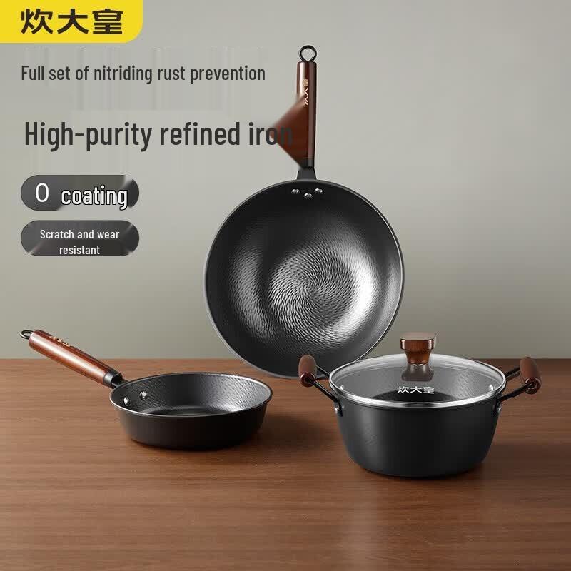 COOKER KING Hammered Iron Wok 3-Piece Cookware Set