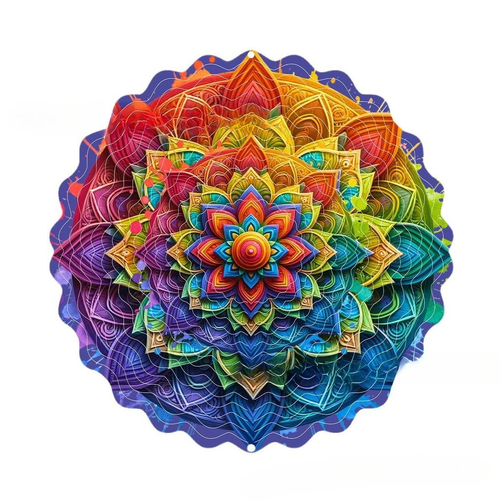 Mandala Wind Spinners for Yard and Garden 3D Steel Hanging Spinner for Outdoor Indoor 360 Degree Swivel Spinner