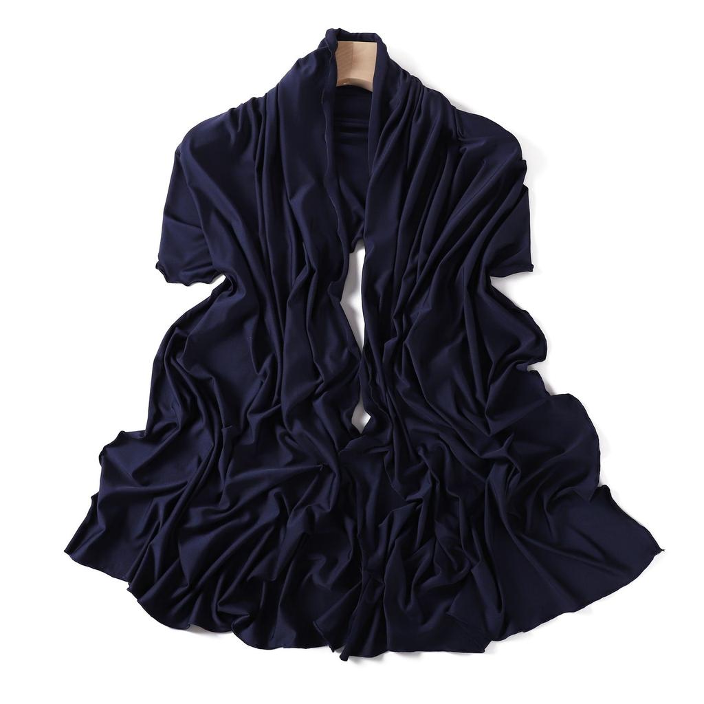 Luxury Wavy Edge Jersey Hijabs For Women Solid Color Modal Milk Silk Scarf Headscarf Autumn Shawl Stretchy Chiffon Scarf Ramadan