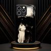 Minimalist Black & White Cat mobile phones Glass phone case for iphone 17 pro max cover for iPhone 17 16 15 14 13 12 pm Pro Plus