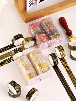 10rolls/Box, Gold/Silver Hot Stamping Washi Tape,  Adhesive Masking Tapes, School Supplies, Graduation Gifts Washi Tape