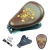 Motorcycle Retro Brown/Black Skull Leather Solo Seat+3" Spring Bracket for Harley Custom Chopper Bobber Leather Saddle Seat