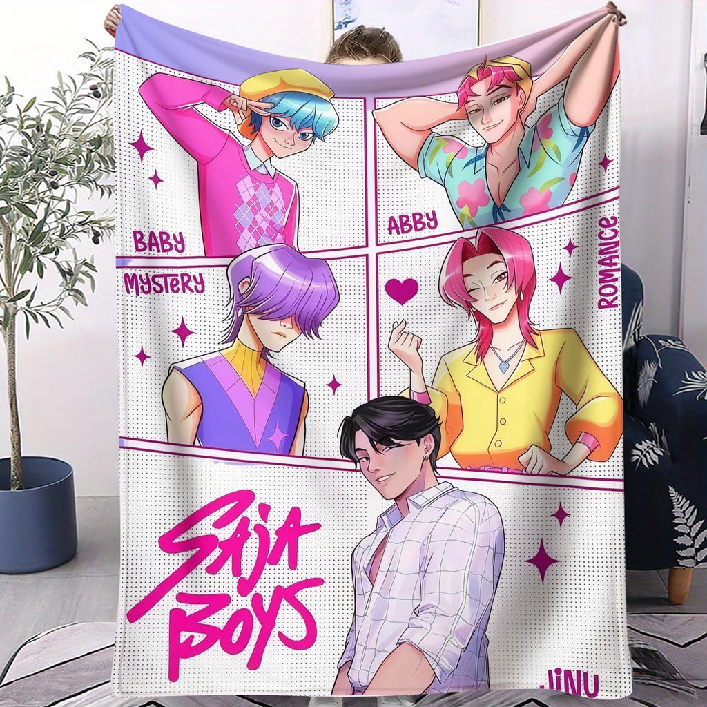 Popular KPop Devil Hunter Print Pattern Blanket Multifunctional Living Room Sofa Bed Office Camping Picnic Huntrix Fan Gift
