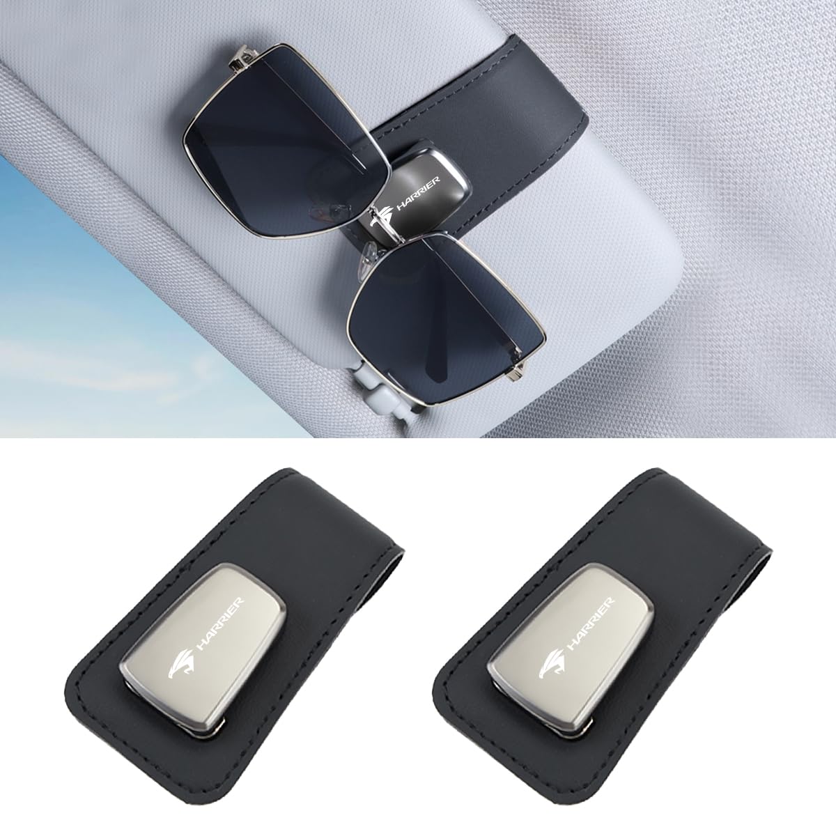 

[Для Harrier] Держатель для солнцезащитных очков, эксклюзивный логотип HARRIER, кожаный материал, держатель для очков, автомобиль, Harrier 60 серии, 80 серии, безопасное вождение, козырек