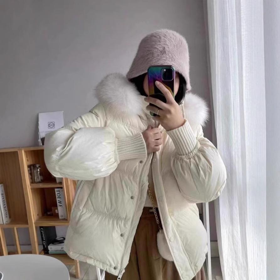 Куртка из хлопка с перьями, женская зимняя короткая хлопковая куртка, свободная одежда из хлопка, корейская утолщенная хлопковая куртка XS