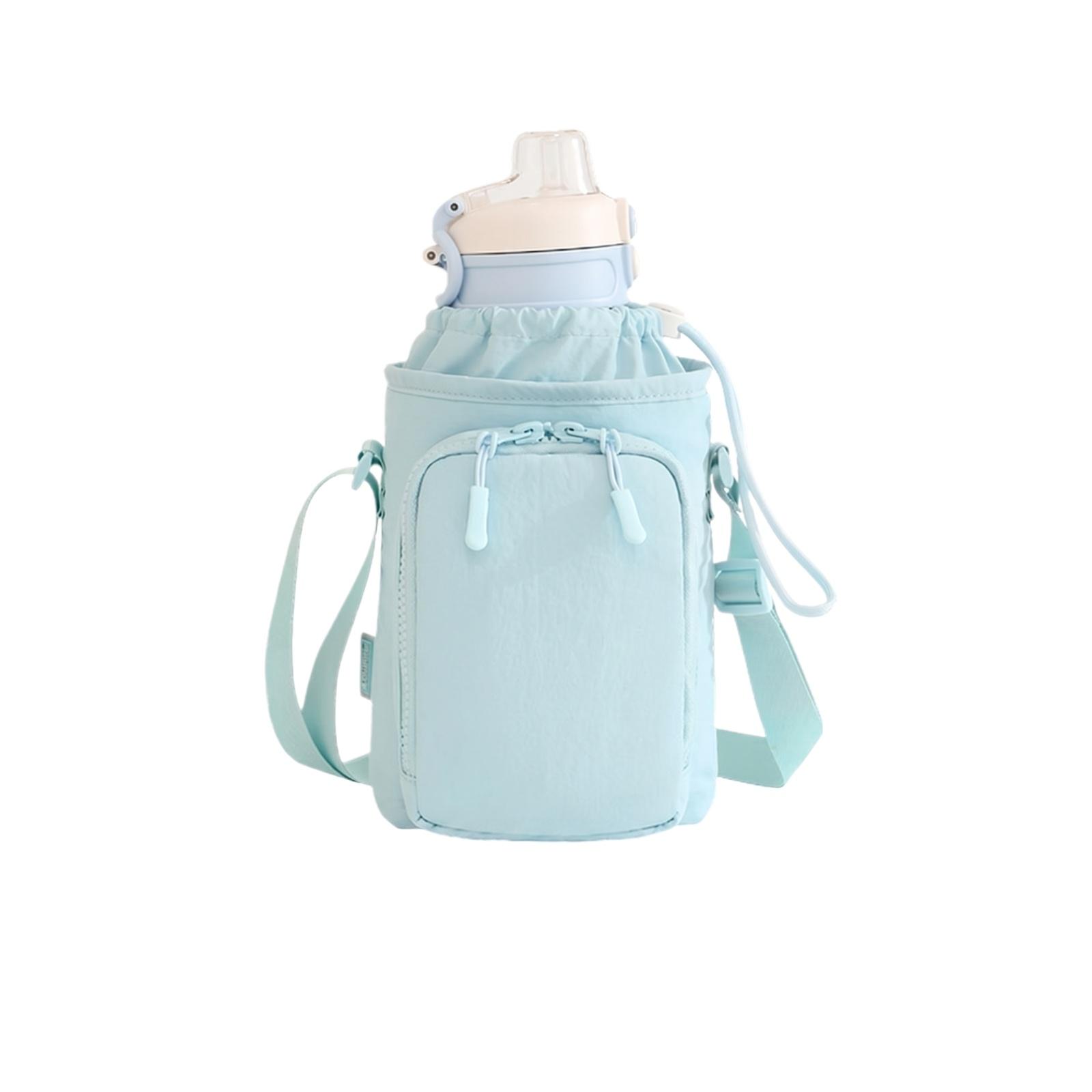 

Outdoor Travel Water Bottle Carrier with Adjustable Shoulder Strap and Front Zipper Pocket for Phone Storage Suitable for Sports and Hiking one size синий