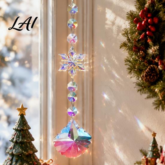 Faux Crystal Sun Catcher for Windows Catcher Hanging Prism Suncatcher Snowflake Rainbow Maker Pendant Artistic Home Decor Gifts Window Christmas