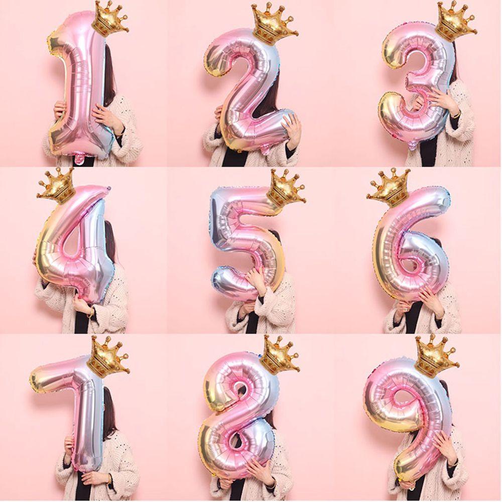Air Film 32 Inch Birthday Party Decoration Number Balloon Inflatable Supplies Digital Crown Balloon