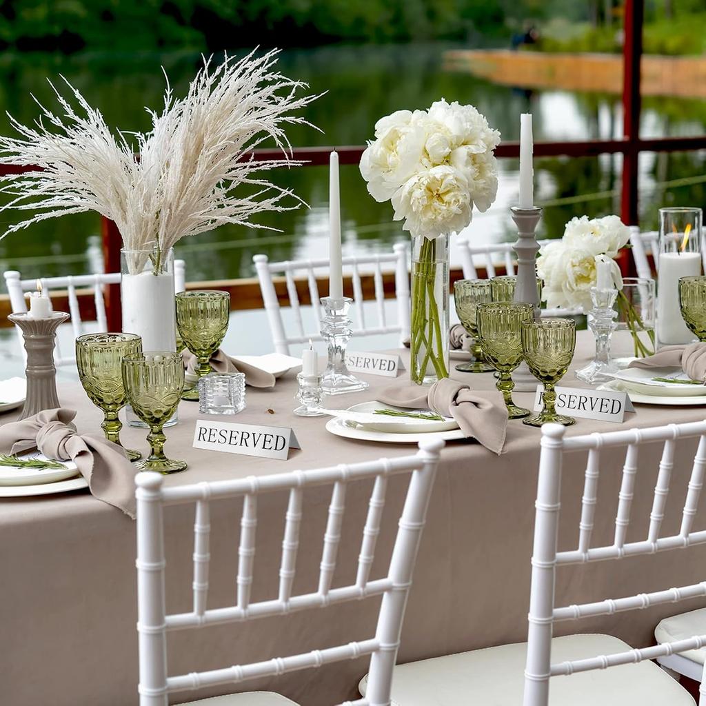 Peryiter 12 Pcs Table Top Reserved Sign Metal Reserved Table Tent Signs Double Sided Guest Reservation Seat Indicators for Wedding Restaurant Family