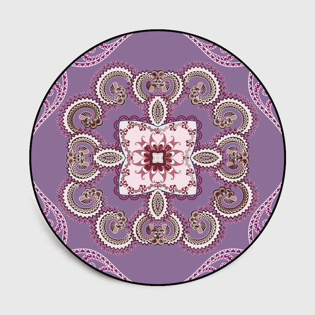 Ethnic Style Vintage Mandala Rug Round Rug Balcony Hanging Basket Living Room Decorative Floor Mat Anti -Slip Area Rug