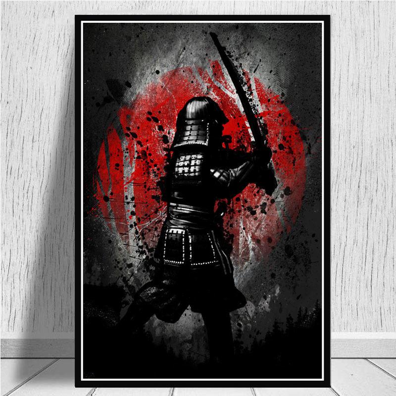 Bonsa Bushido Samurai Kanji Tinte Japanische Ninja Poster und Drucke Wandkunst Leinwand Bilder Malerei Ästhetische Raumdekoration Obrazy