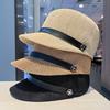 Belt Cap Women's Summer Linen Solid Color Breathable Equestrian Hat British Trend Sun Hat