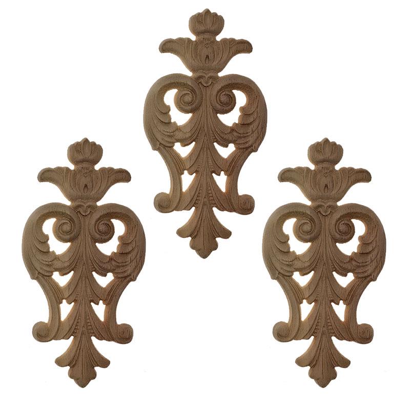 European-Style Retro French Wood Carved Flower Cabinet Door Decorations