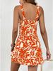 Halter Neck Flower Print Dress Lace Up Ruffle Edge Backless Dress Sleeveless Chiffon Dresses Causal Women Dress