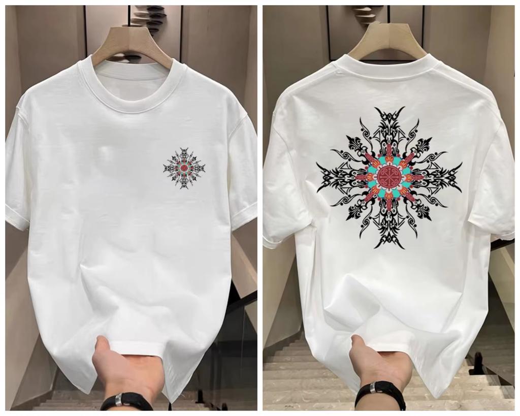 Summer Pure Cotton CoolTrendy TShirt American Style Printed Casual ShortSleeved Round Oversized T Shirt Kpop Yk Top