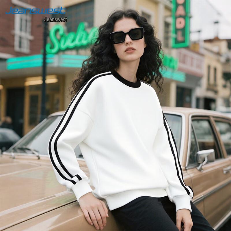 JEANSWEST American Retro Loose Fit Crew Neck Sweatshirt