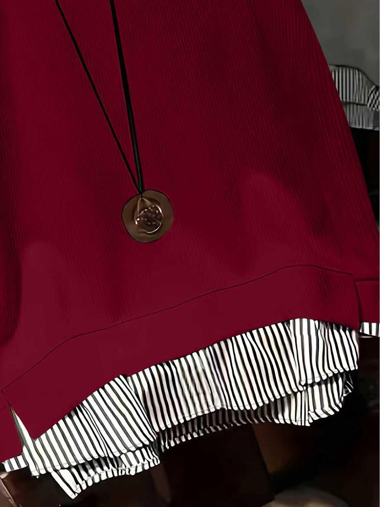 2025 Primăvară/Toamnă Casual Patchwork Gât Rotund Aspect Două Piese Elastic Moale Top