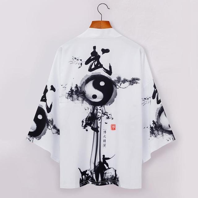 Harajuku Kimono Streetwear moda samuraj Cosplay japońska męska męska kimono Yukata tradycyjna szata