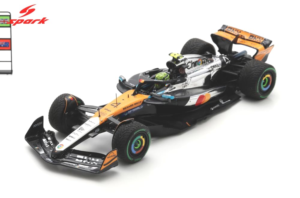 Spark 1/43 McLaren F1 Team MCL39 2025 F1 British GP Winner #4 L. Norris Finished Model with Sponsor Logos (General Purpose Diecast Car)