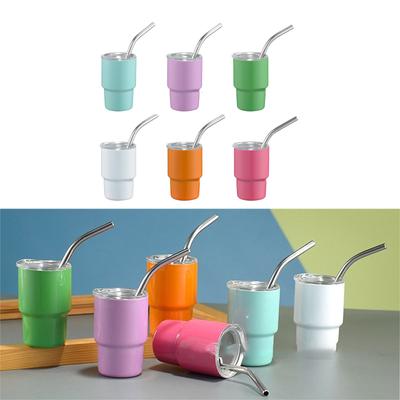 Paslanmaz Çelik Araba Bardağı Çift Duvar Yalıtımlı Seyahat Kupası Pipetli ve Kapaklı Mini Tumblerlar Taşınabilir Kahve Bardağı İçecek Takımı