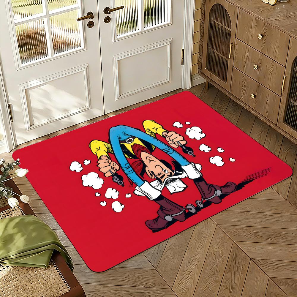 LUCKY LUKE CARTOON Floor Mat Floor Mat Soft Flannel Non-Slip Door Rug for Living Room