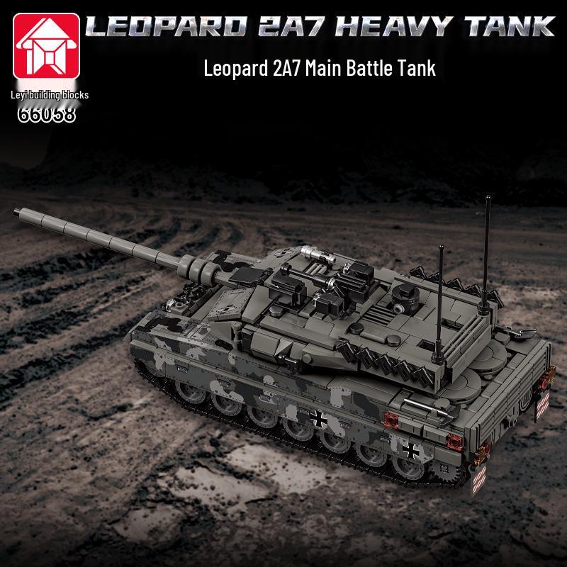 Leyi 66050-72 Leopard 2A7 Main Battle Tank Model - Advanced Military Building Blocks Toy for Boys.
