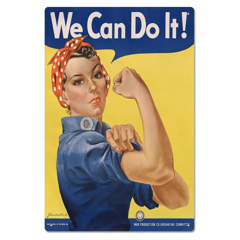 We Can Do It Plechová cedule Feminismus Inspirace Kovová plaketa Motivační citát Rosie the Riveter pro Domov Ložnici Kancelář Nástěnné umění Dekor