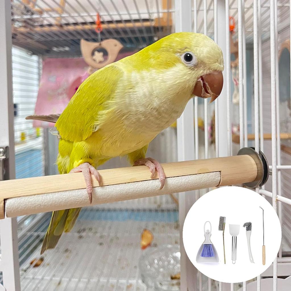 5Pcs Bird Cage Cleaner Set, Stainless Steel Poop Remover & Scraper Tool, Bird Cage Accessories for Small Animal Parakeet Hamster Rabbit Bird Cage