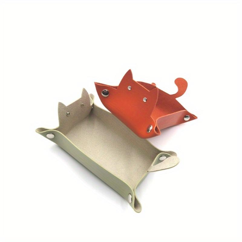 1pc Leather storage box desktop storage tray jewelry cosmetics key storage home storage basket